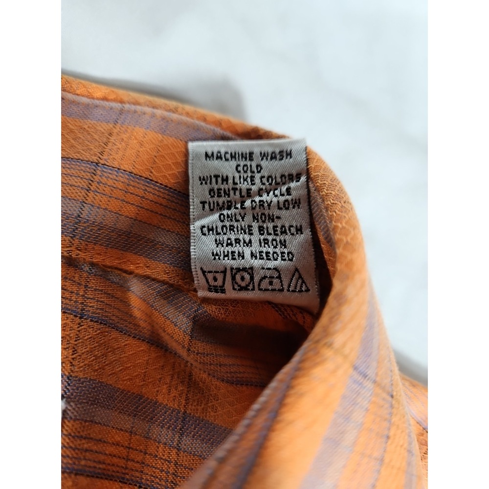 Michael Brandon Short Sleeve Button Up Mens Shirt Large Rayon/Polyester Orange‎ - Picture 3 of 8